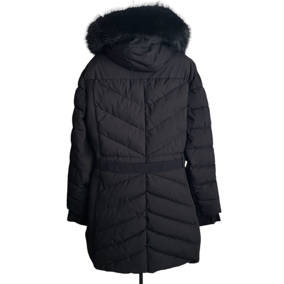MICHAEL MICHAEL KORS Plus Size Belted Faux-Fur-Trim Hooded Puffer Coat, Size XXL - Picture 7 of 16